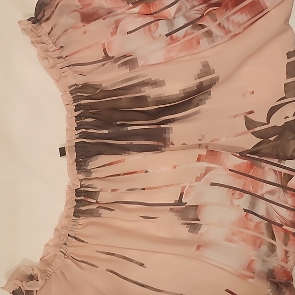 WHITE HOUSE BLACK MARKET Off-the-Shoulder Pink Floral Blouse Sheer Size S - Picture 5 of 5